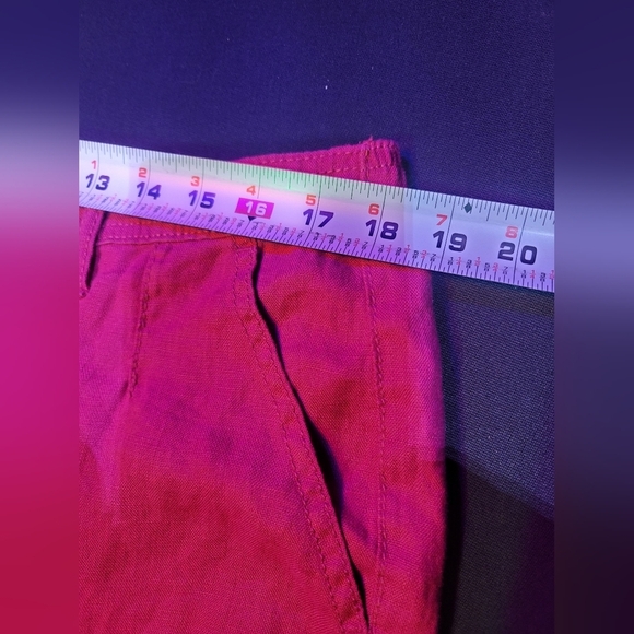 M&S Collection Women Pink 100% Linen Mid Rise Pull On Wide Legs Regular Pants 18 - Picture 11 of 12